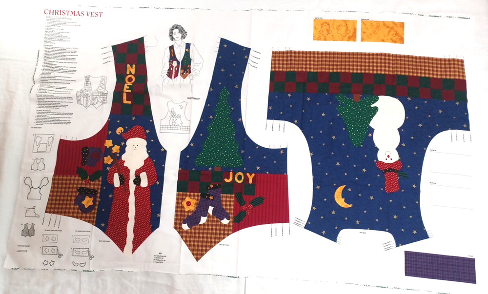 VTG Cranston Christmas Holiday Vest Santa Panel Cotton Fabric Snowman XS-L